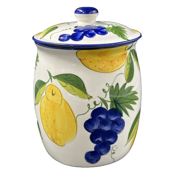 Vtg Jay Wilfred Andrea by Sadek Large Ceramic Fruit Canister with Lid Portugal - Picture 2 of 11